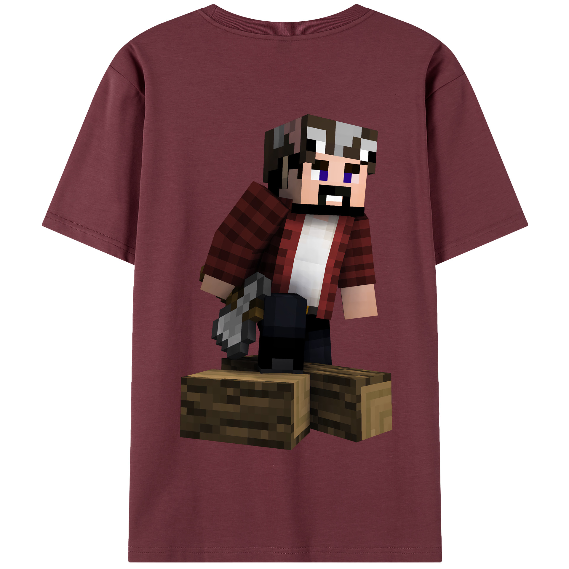 （画像用） マインクラフト ブロックの世界 Minecraft MC Block world 綿100％半袖Tシャツ（背面プリント）
